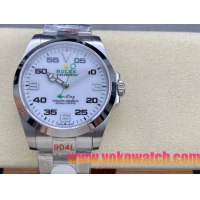 ロレックスコピー エアキング（Air-King）40mm 126900“ホワイト文字盤・緑色秒針＋インデックス” メンズ専用モデル