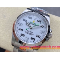 ロレックスコピー エアキング（Air-King）40mm 126900“ホワイト文字盤・緑色秒針＋インデックス” メンズ専用モデル