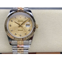 ロレックスコピー デイトジャスト（Datejust）41mm 278240“ゴールド・パターン文字盤・ダイヤモンドインデックス＋リングコマンド機能搭載三角坑紋ベゼル＋ブレスレット” レディース専用モデル