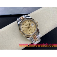 ロレックスコピー デイトジャスト（Datejust）41mm 278240“ゴールド・パターン文字盤・ダイヤモンドインデックス＋リングコマンド機能搭載三角坑紋ベゼル＋ブレスレット” レディース専用モデル