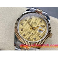ロレックスコピー デイトジャスト（Datejust）41mm 278240“ゴールド・ハニカム文字盤・ダイヤモンドインデックス＋リングコマンド機能搭載三角坑紋ベゼル＋ブレスレット” レディース専用モデル