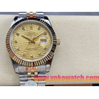 ロレックスコピー デイトジャスト（Datejust）41mm 278240“ゴールド・ハニカム文字盤・ダイヤモンドインデックス＋リングコマンド機能搭載三角坑紋ベゼル＋ブレスレット” レディース専用モデル