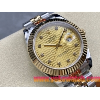 ロレックスコピー デイトジャスト（Datejust）41mm 278240“ゴールド・ハニカム文字盤・ダイヤモンドインデックス＋リングコマンド機能搭載三角坑紋ベゼル＋ブレスレット” レディース専用モデル