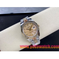 ロレックスコピー デイトジャスト（Datejust）41mm 278240“ゴールド・サンレイ文字盤・ダイヤモンドインデックス＋リングコマンド機能搭載三角坑紋ベゼル＋ブレスレット” レディース専用モデル