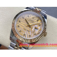 ロレックスコピー デイトジャスト（Datejust）41mm 278240“ゴールド・サンレイ文字盤・ダイヤモンドインデックス＋リングコマンド機能搭載三角坑紋ベゼル＋ブレスレット” レディース専用モデル