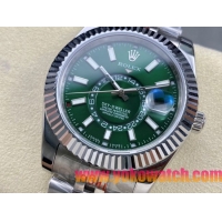 ロレックスコピー スカイ・デューラー（Sky-Dweller）42mm 326138“グリーン・ダイヤル・シルバー・インデックス＋リングコマンド機能搭載三角坑紋ベゼル＋オイスターブレスレット” レディース専用モデル