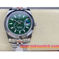 ロレックスコピー スカイ・デューラー（Sky-Dweller）42mm 326138“グリーン・ダイヤル・シルバー・インデックス＋リングコマンド機能搭載三角坑紋ベゼル＋オイスターブレスレット” レディース専用モデル