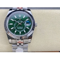 ロレックスコピー スカイ・デューラー（Sky-Dweller）42mm 326138“グリーン・ダイヤル・シルバー・インデックス＋リングコマンド機能搭載三角坑紋ベゼル＋オイスターブレスレット” レディース専用モデル