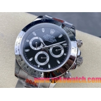 ロレックスコピー デイトナ（Cosmograph Daytona）40mm 116520“ブラック・ダイヤル・ホワイト・サブダイヤル＋ポリッシュベゼル＋オイスターブレスレット” レディース専用モデル  