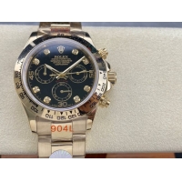 ロレックスコピー コスモグラフ デイトナ（Cosmograph Daytona）40mm 116528“ブラック・ダイヤル・ダイヤモンドインデックス＋ゴールド・ケース＋オイスターブレスレット” レディース専用モデル
