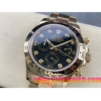 ロレックスコピー コスモグラフ デイトナ（Cosmograph Daytona）40mm 116528“ブラック・ダイヤル・ダイヤモンドインデックス＋ゴールド・ケース＋オイスターブレスレット” レディース専用モデル