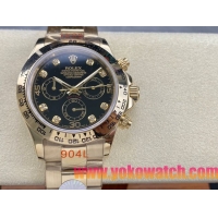 ロレックスコピー コスモグラフ デイトナ（Cosmograph Daytona）40mm 116528“ブラック・ダイヤル・ダイヤモンドインデックス＋ゴールド・ケース＋オイスターブレスレット” レディース専用モデル