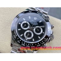 ロレックスコピー コスモグラフ デイトナ（Cosmograph Daytona）40mm 116520“ブラック・ダイヤル・シルバー・サブダイヤル＋ブラック・セラミックベゼル＋オイスターブレスレット” レディース専用モデル