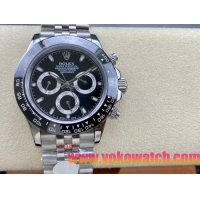 ロレックスコピー コスモグラフ デイトナ（Cosmograph Daytona）40mm 116520“ブラック・ダイヤル・シルバー・サブダイヤル＋ブラック・セラミックベゼル＋オイスターブレスレット” レディース専用モデル