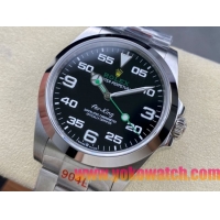 ロレックスコピー エアキング（Air-King）40mm 126900“ブラック・ダイヤル＋グリーン・セコンドハンド＋オイスターブレスレット” レディース専用モデル