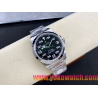 ロレックスコピー エアキング（Air-King）40mm 126900“ブラック・ダイヤル＋グリーン・セコンドハンド＋オイスターブレスレット” レディース専用モデル