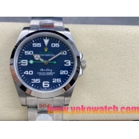 ロレックスコピー エアキング（Air-King）40mm 126900“ブルー・ダイヤル＋グリーン・セコンドハンド＋オイスターブレスレット” レディース専用モデル