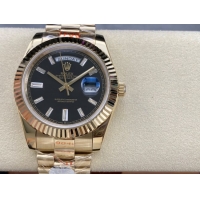 ロレックスコピー デイデイト（Day-Date）40mm 228238“ブラック・ダイヤル＋ダイヤモンドインデックス＋イエローゴールドケース＋オysterブレスレット” レディース専用モデル