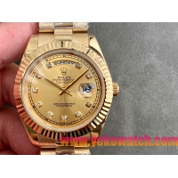 ロレックスコピー デイデイト（Day-Date）41mm 228238“ゴールド・ダイヤル＋ダイヤモンドインデックス＋イエローゴールドケース＋オysterブレスレット” レディース専用モデル