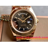 ロレックスコピー デイデイト（Day-Date）41mm 228238“ブラック・ダイヤル＋ゴールドインデックス＋イエローゴールドケース＋オysterブレスレット” レディース専用モデル