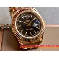 ロレックスコピー デイデイト（Day-Date）41mm 228238“ブラック・ダイヤル＋ゴールドインデックス＋イエローゴールドケース＋オysterブレスレット” レディース専用モデル