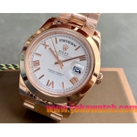 ロレックスコピー デイデイト（Day-Date）41mm 228238“ホワイト・ダイヤル＋ローズゴールドインデックス＋イエローゴールドケース＋オysterブレスレット” レディース専用モデル