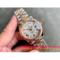 ロレックスコピー デイデイト（Day-Date）41mm 228238“ホワイト・ダイヤル＋ローズゴールドインデックス＋イエローゴールドベゼル＋ステンレスブレスレット” レディース専用モデル