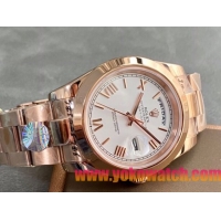 ロレックスコピー デイデイト（Day-Date）41mm 228238“ホワイト・ダイヤル＋ローズゴールドインデックス＋イエローゴールドケース＋オysterブレスレット” レディース専用モデル