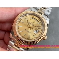 ロレックスコピー デイデイト（Day-Date）41mm 228238“ゴールド・ダイヤル＋ホワイトインデックス＋イエローゴールドベゼル＋ステンレスブレスレット” レディース専用モデル