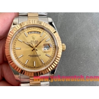 ロレックスコピー デイデイト（Day-Date）41mm 228238“ゴールド・ダイヤル＋ホワイトインデックス＋イエローゴールドベゼル＋ステンレスブレスレット” レディース専用モデル