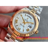 ロレックスコピー デイデイト（Day-Date）41mm 228238“シルバー・ダイヤル＋ゴールドインデックス＋イエローゴールドベゼル＋ステンレスブレスレット” レディース専用モデル