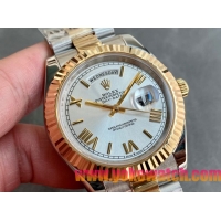 ロレックスコピー デイデイト（Day-Date）41mm 228238“シルバー・ダイヤル＋ゴールドインデックス＋イエローゴールドベゼル＋ステンレスブレスレット” レディース専用モデル