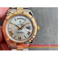 ロレックスコピー デイデイト（Day-Date）41mm 228238“シルバー・ダイヤル＋ゴールドインデックス＋イエローゴールドベゼル＋ステンレスブレスレット” レディース専用モデル