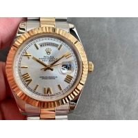 ロレックスコピー デイデイト（Day-Date）41mm 228238“シルバー・ダイヤル＋ゴールドインデックス＋イエローゴールドベゼル＋ステンレスブレスレット” レディース専用モデル