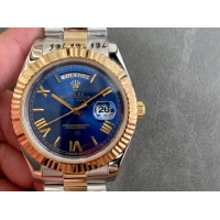 ロレックスコピー デイデイト（Day-Date）41mm 228238“ブルー・ダイヤル＋ゴールドインデックス＋イエローゴールドベゼル＋ステンレスブレスレット” レディース専用モデル