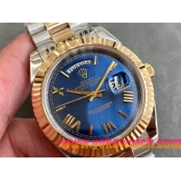 ロレックスコピー デイデイト（Day-Date）41mm 228238“ブルー・ダイヤル＋ゴールドインデックス＋イエローゴールドベゼル＋ステンレスブレスレット” レディース専用モデル