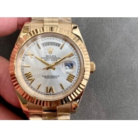 ロレックスコピー デイデイト（Day-Date）41mm 228238“シルバー・ダイヤル＋ゴールドインデックス＋イエローゴールドケース＋ブレスレット” レディース専用モデル