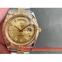 ロレックスコピー デイデイト（Day-Date）41mm 228238“ゴールド・ダイヤル＋ダイヤモンドインデックス＋イエローゴールドベゼル＋ステンレスブレスレット” レディース専用モデル