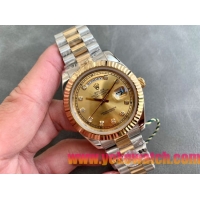 ロレックスコピー デイデイト（Day-Date）41mm 228238“ゴールド・ダイヤル＋ダイヤモンドインデックス＋イエローゴールドベゼル＋ステンレスブレスレット” レディース専用モデル