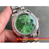 ロレックスコピー デイデイト（Day-Date）41mm 228206“グリーン・ダイヤル＋シルバーインデックス＋ステンレスベゼル＋ステンレスブレスレット” レディース専用モデル