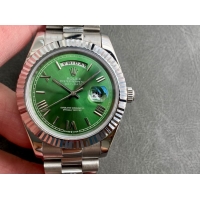 ロレックスコピー デイデイト（Day-Date）41mm 228206“グリーン・ダイヤル＋シルバーインデックス＋ステンレスベゼル＋ステンレスブレスレット” レディース専用モデル