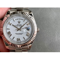 ロレックスコピー デイデイト（Day-Date）41mm 228206“ホワイト・ダイヤル＋シルバーインデックス＋ステンレスベゼル＋ステンレスブレスレット” レディース専用モデル