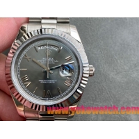 ロレックスコピー デイデイト（Day-Date）41mm 228206“グレー・ダイヤル＋シルバーインデックス＋ステンレスベゼル＋ステンレスブレスレット” レディース専用モデル