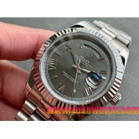 ロレックスコピー デイデイト（Day-Date）41mm 228206“グレー・ダイヤル＋シルバーインデックス＋ステンレスベゼル＋ステンレスブレスレット” レディース専用モデル