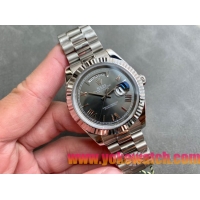 ロレックスコピー デイデイト（Day-Date）41mm 228206“グレー・ダイヤル＋シルバーインデックス＋ステンレスベゼル＋ステンレスブレスレット” レディース専用モデル