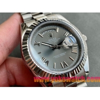 ロレックスコピー デイデイト（Day-Date）41mm 228206“グレー・ダイヤル＋シルバーインデックス＋ステンレスベゼル＋ステンレスブレスレット” レディース専用モデル