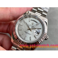 ロレックスコピー デイデイト（Day-Date）41mm 228206“シルバー・ダイヤル＋バーインデックス＋ステンレスベゼル＋ステンレスブレスレット” レディース専用モデル