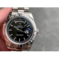 ロレックスコピー デイデイト（Day-Date）41mm 228206“ブラック・ダイヤル＋バーインデックス＋ステンレスベゼル＋ステンレスブレスレット” レディース専用モデル