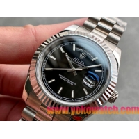ロレックスコピー デイデイト（Day-Date）41mm 228206“ブラック・ダイヤル＋バーインデックス＋ステンレスベゼル＋ステンレスブレスレット” レディース専用モデル