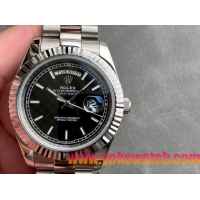 ロレックスコピー デイデイト（Day-Date）41mm 228206“ブラック・ダイヤル＋バーインデックス＋ステンレスベゼル＋ステンレスブレスレット” レディース専用モデル